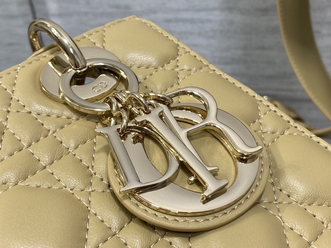 Small Lady Dior My ABCDior Bag Apricot Cannage Lambskin